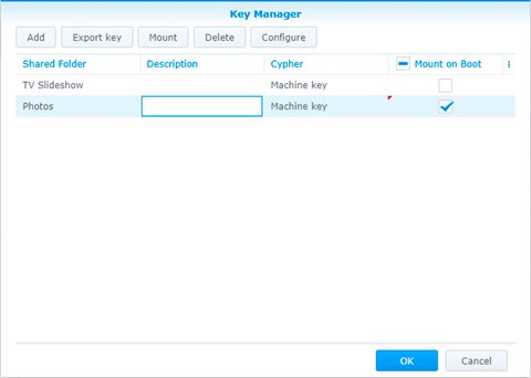 key manager configurar