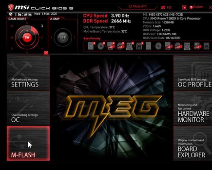como actualizar bios placa msi