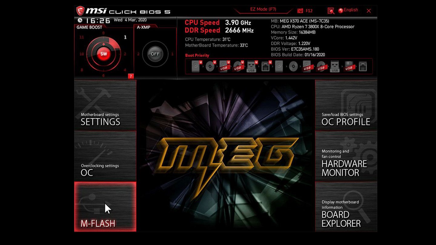 como actualizar bios placa msi