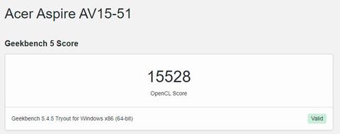 acer aspire vero av15 51 geekbench 5 4 gpu