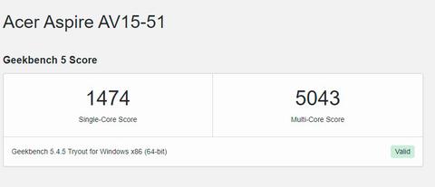 acer aspire vero av15 51 geekbench 5 4