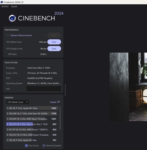 rendimiento cinebench 2024