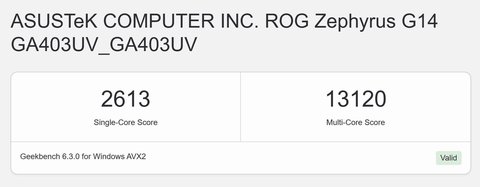 asus rog zephyrus g14 2024 geekbench 6