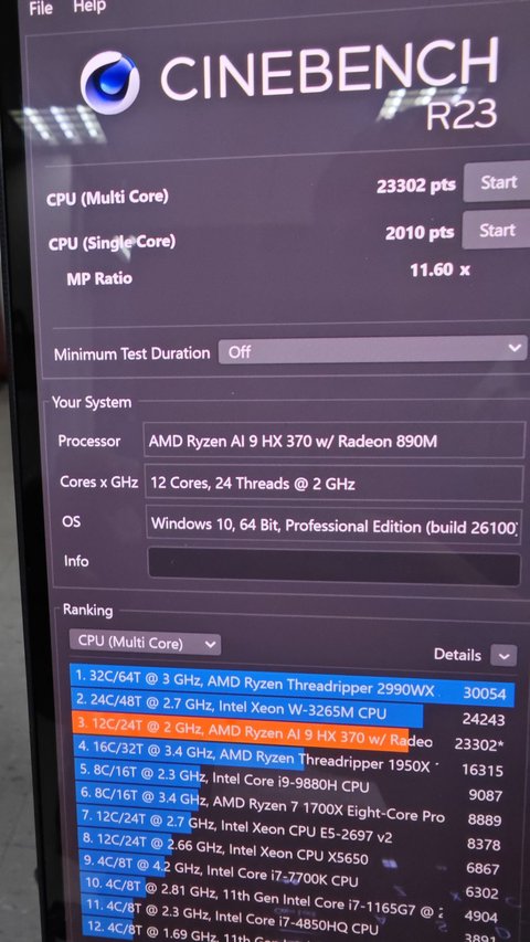 amd apu ryzen strix point supera 2000 puntos cinebench r23 un nucleo