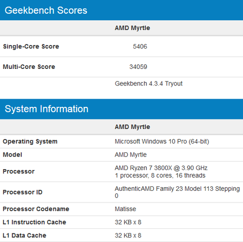 ryzen 7 3800 k geekbench 4 resultado