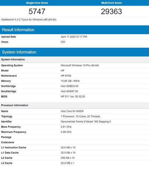 rendimiento core i9 10900 f