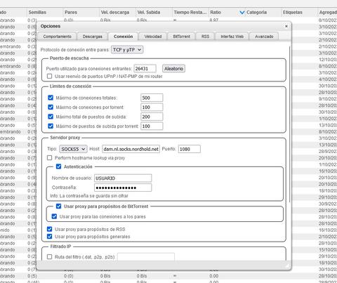 configurar proxy socks5 qbitorrent