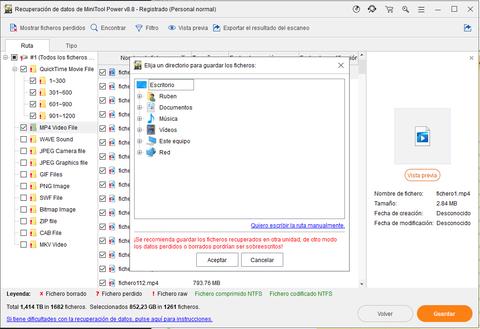 minitool power data recovery guardar archivos recuperados