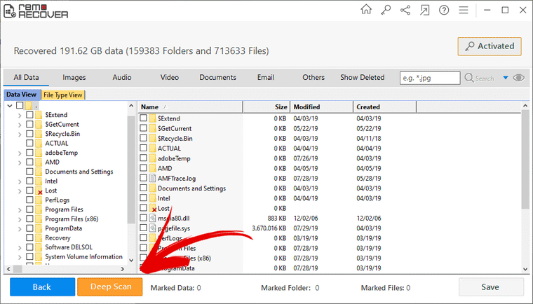 remo recover media edition deep scan