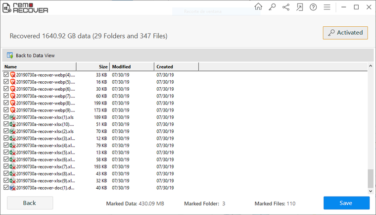 remo recover media edition ficheros a recuperar