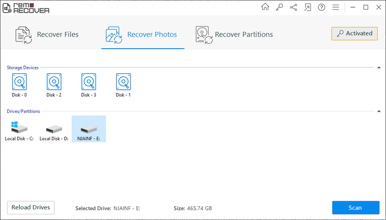 remo recover media edition seleccionar unidad