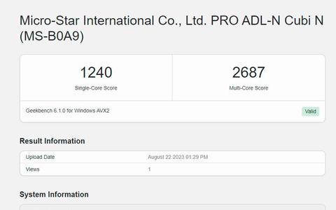 msi cubi n adl 008beu geekbench cpu