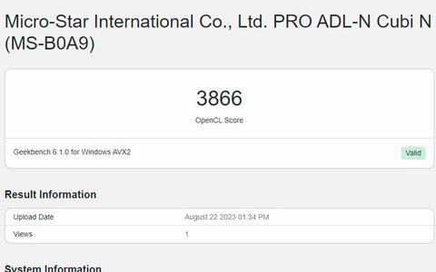msi cubi n adl 008beu geekbench gpu
