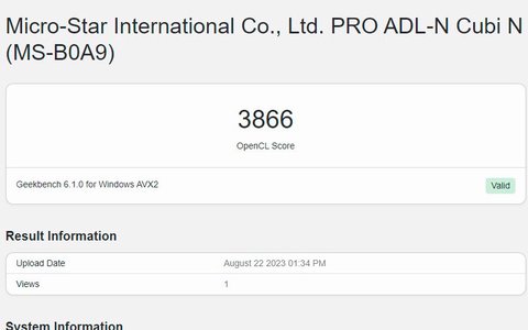 msi cubi n adl 008beu geekbench gpu