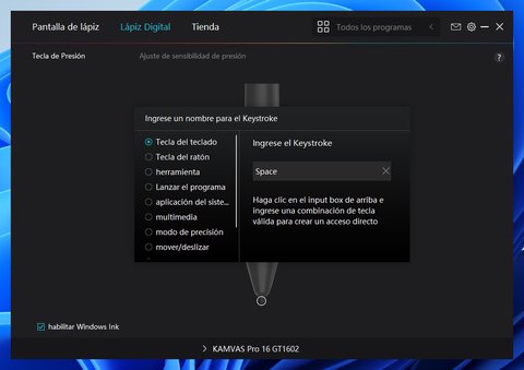 huion kamvas pro 16 2 5k config pen boton