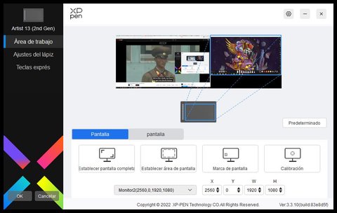 xp pen artist 13 2nd configuracion pantalla