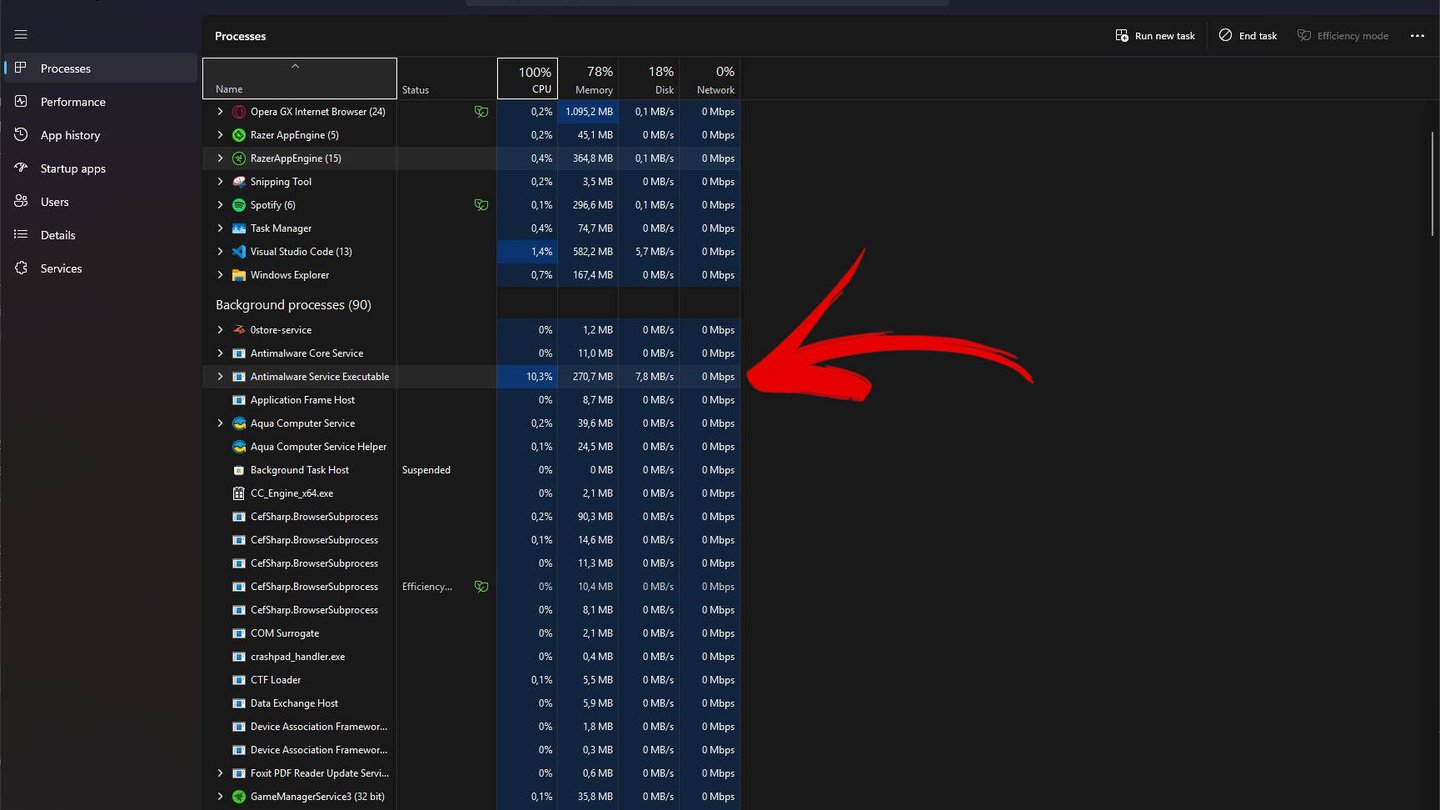 antimalware service executable cpu demasiado uso como desactivar