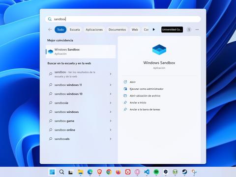 como activar sandbox en windows 11 abrir