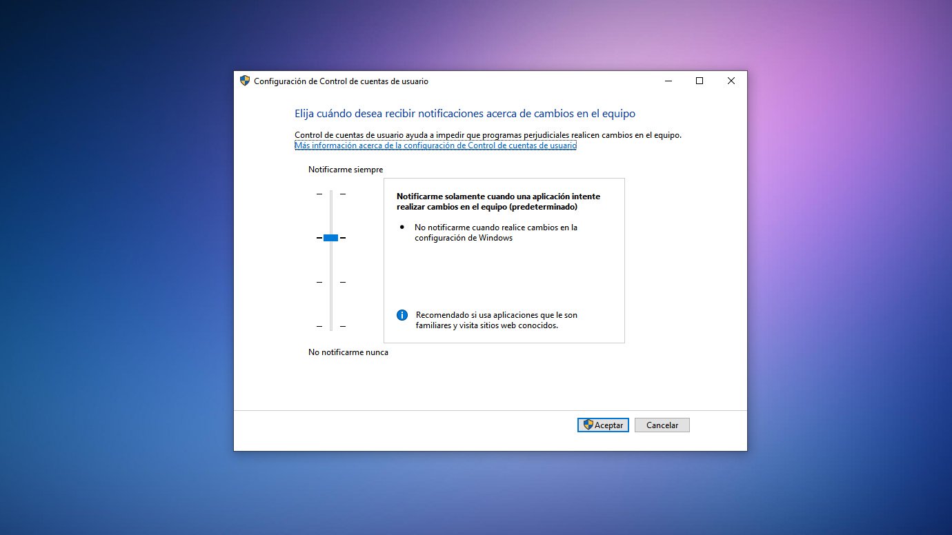 como desactivar control cuentas usuario uac windows