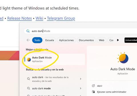 como poner modo oscuro claro automaticamente en funcion de la hora seleccionamos