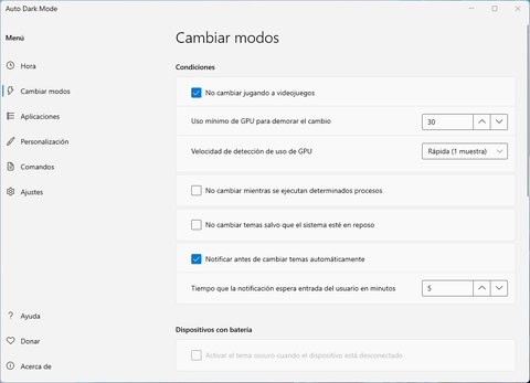 como poner modo oscuro claro automaticamente en funcion de la hora opciones