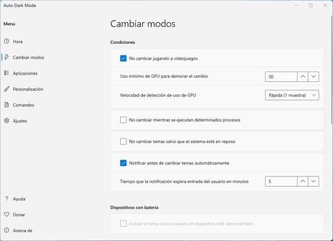 como poner modo oscuro claro automaticamente en funcion de la hora opciones