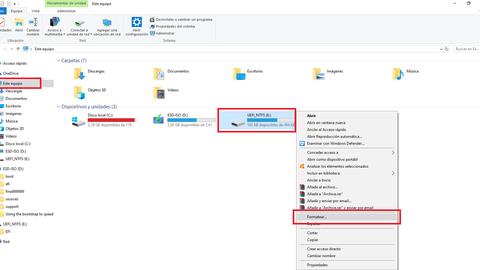 como formatear usb en windows 10