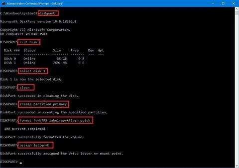 formatear unidad con diskpart