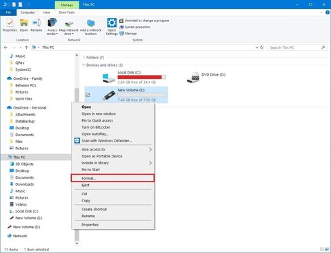 menu contextual formatear