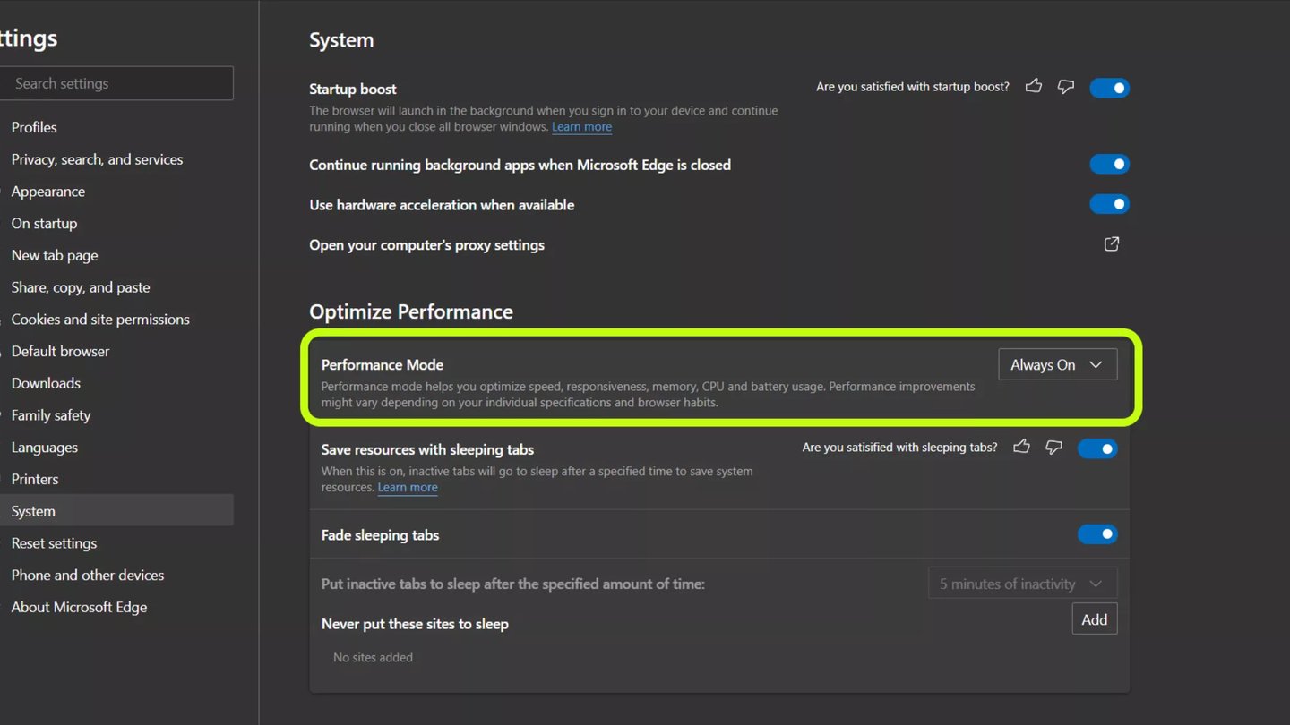 navegador microsoft edge modo rendimiento optimizar recursos