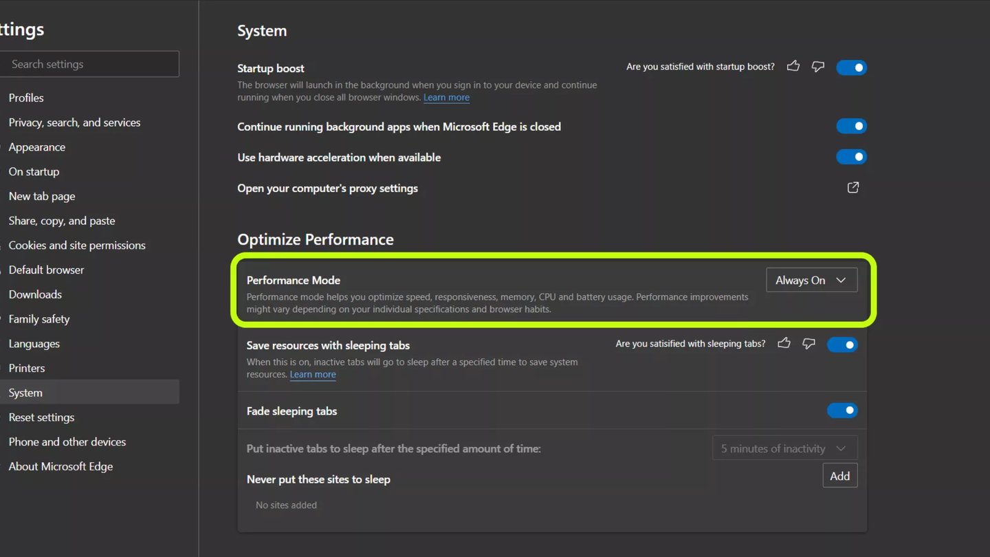navegador microsoft edge modo rendimiento optimizar recursos