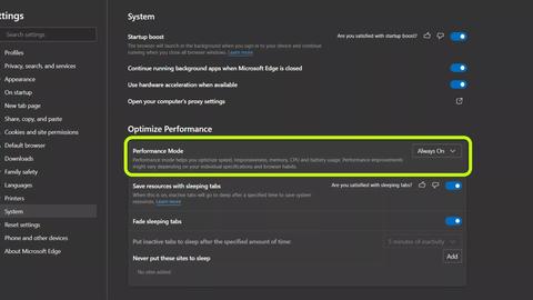 navegador microsoft edge modo rendimiento optimizar recursos