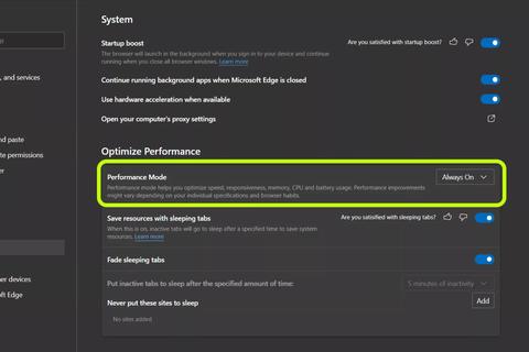 navegador microsoft edge modo rendimiento optimizar recursos
