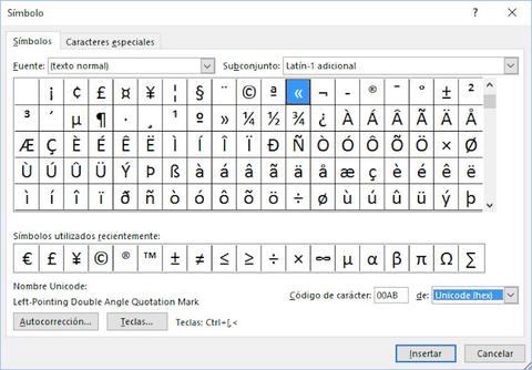 comillas espanolas word