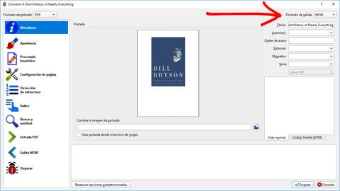 convertir pdf mobi calibre