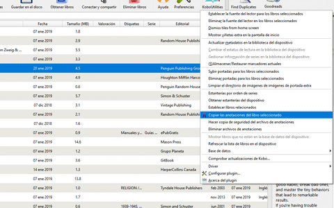 exportar notas kobo calibre plugin 3