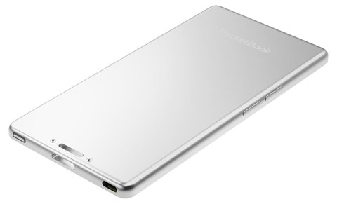 Vista trasera del e-reader PocketBook Q en color plata