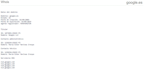 whois google es