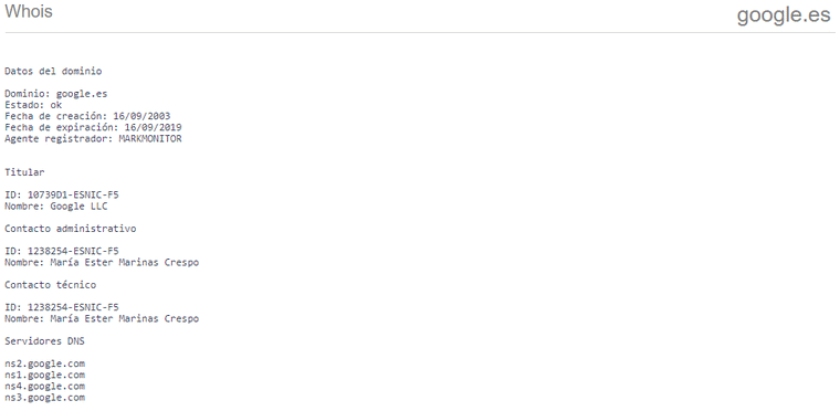 whois google es
