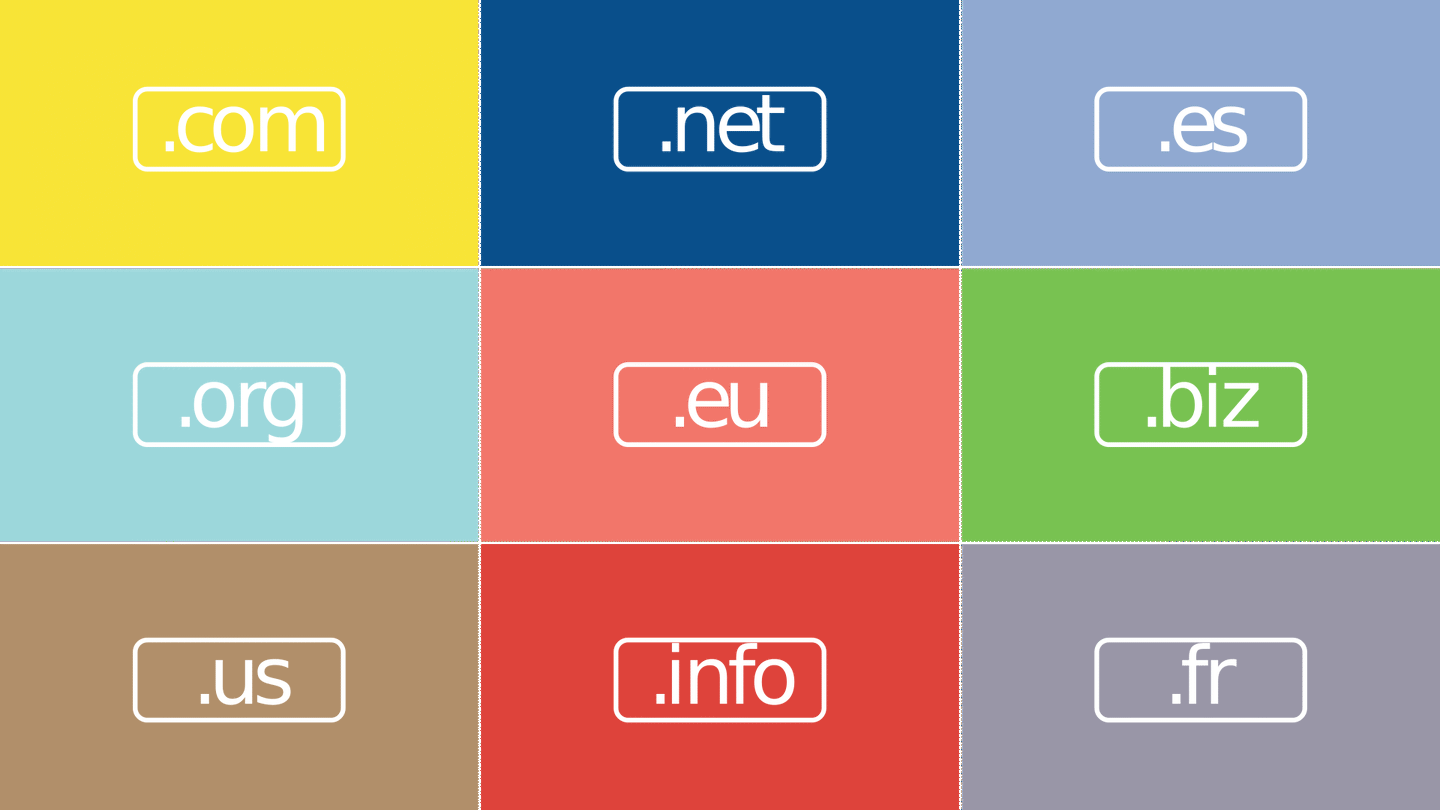 lista extension tipos dominios web
