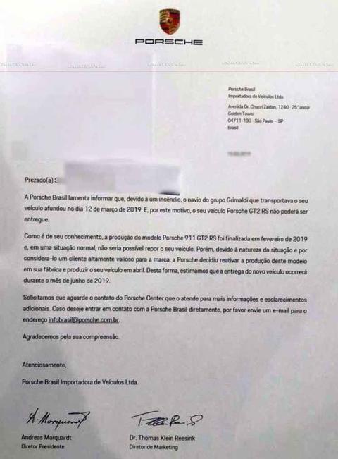 carta clientes porsche