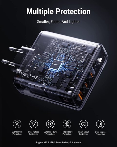 voltme revo 140w gan charger protecciones