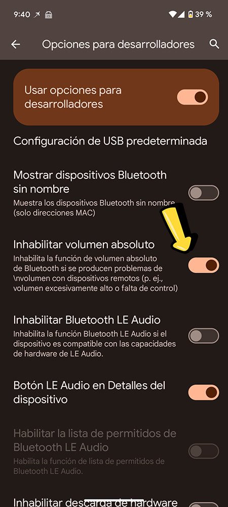 como desactivar volumen absoluto bluetooth android 2