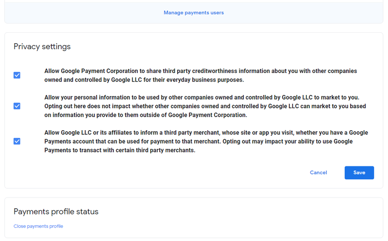 como mejorar privacidad google pay
