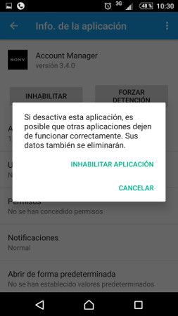inhabilitar aplicacion bloatware android adevertencia