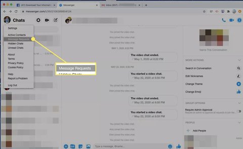 facebook messenger historial solicitud mensajes