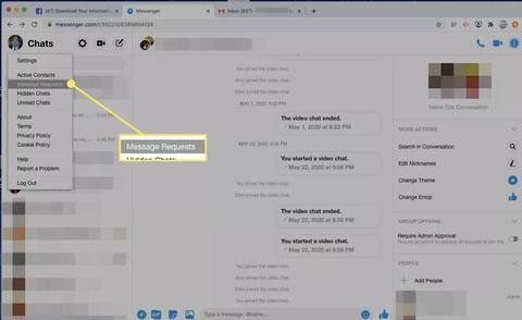 facebook messenger historial solicitud mensajes