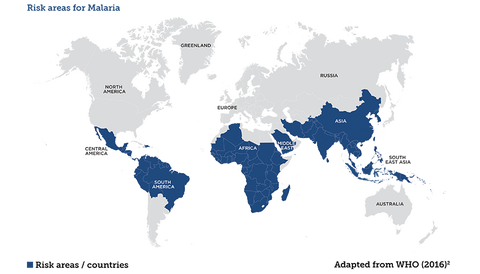 mapa paises malaria