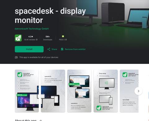 como usar tablet android como segundo monitor googe play
