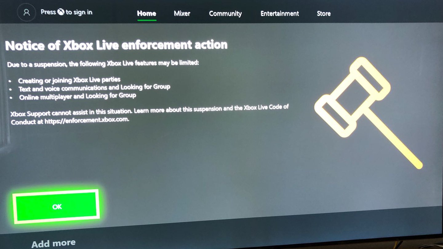 xbox informe cuentas suspendidas